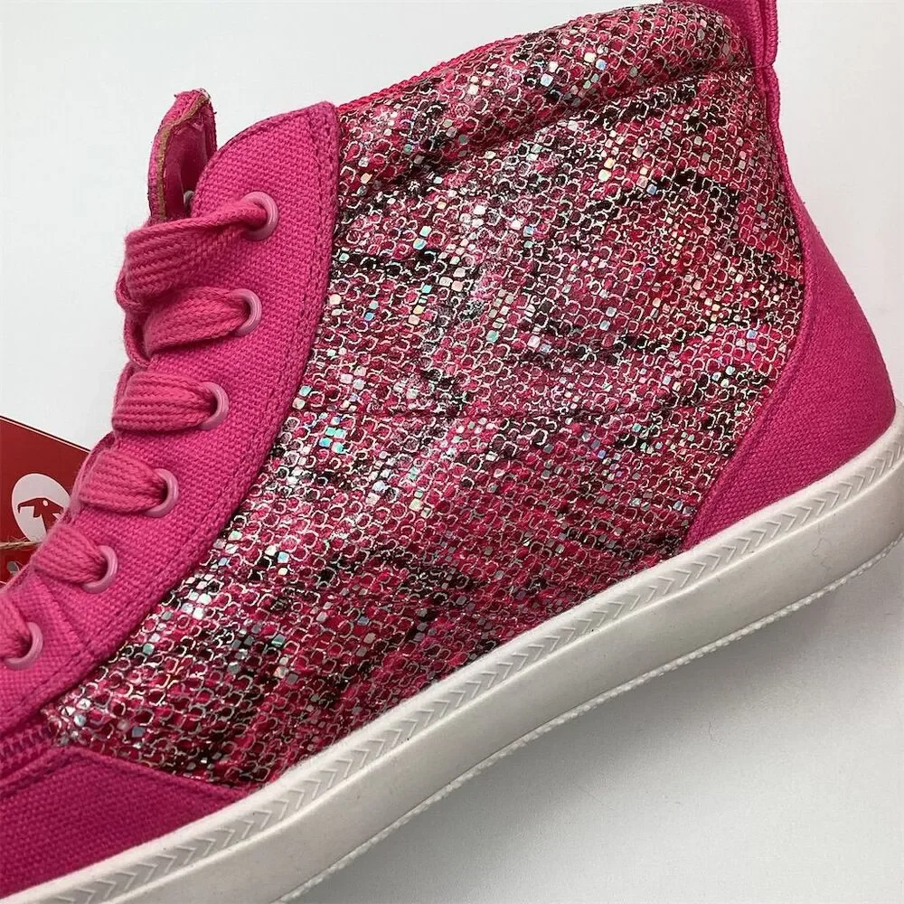 BILLY Girls'‎ High-Top Sneakers Size 7 Pink Snake Wide-Width Zip